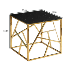 Стол журнальный SIGNAL ESCADA B II эффект черного мрамора/золотой, 55/55/55