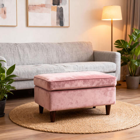 Пуф SIGNAL RON Velvet Bluvel 52 античный розовый/венге