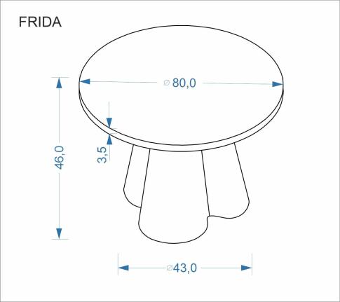 Стол журнальный HALMAR FRIDA травертин/орех 80/46