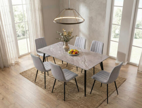 Стол обеденный SIGNAL RION серый лак/черный 130/70