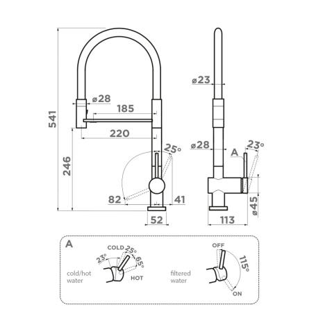 Смеситель для кухни Omoikiri Kanto-2 Plus-SB-BN-WH латунь/нержавеющая сталь/белый