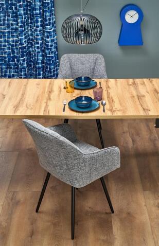 Стол обеденный HALMAR QUBIK дуб артизан/черный 80-200/80