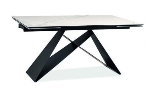 Стол обеденный SIGNAL WESTIN III Ceramic белый мрамор/черный мат 180-260/90