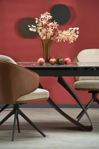 Стол обеденный HALMAR HILARIO черный мрамор/черный 180-260/90