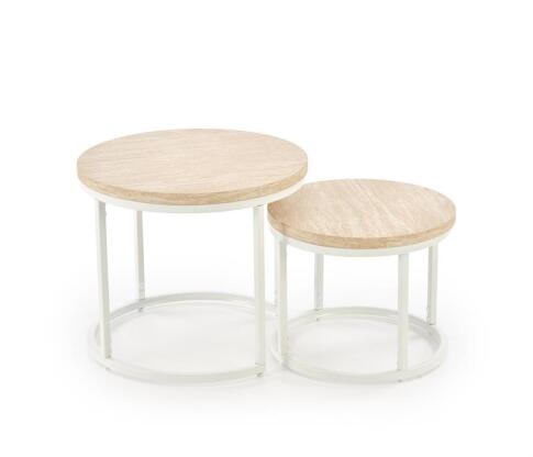 Комплект HALMAR OREO (2 стола журнальных) травертин/белый
