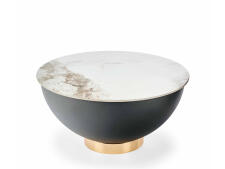 Стол журнальный HALMAR CECILIA белый мрамор/серый/золотой