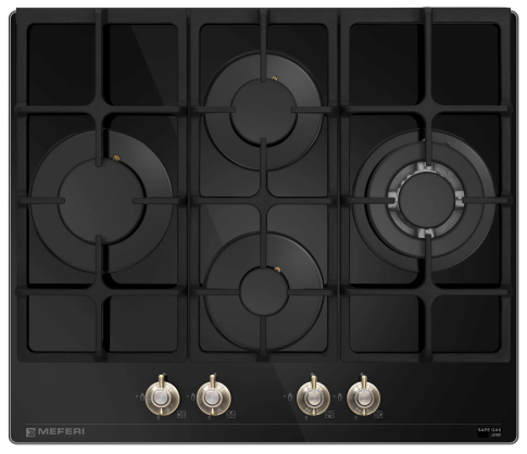 Варочная панель газовая MEFERI MGH604BK GLASS RETRO