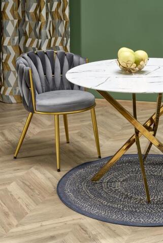 Стол обеденный HALMAR RAYMOND 2 белый мрамор/золотой 100