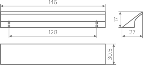 Ручка AQ Mira, С=128, сталь брашированная