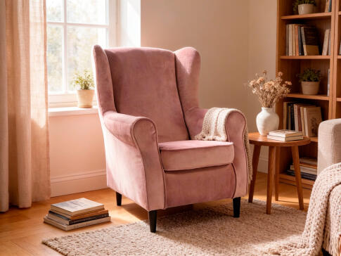 Кресло SIGNAL BARON Velvet Bluvel 52 античный розовый/венге