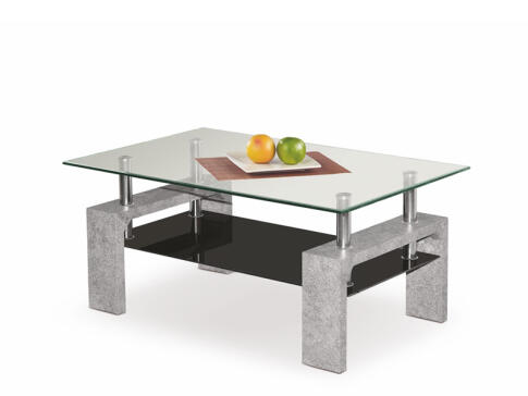 Стол журнальный HALMAR DIANA INTRO прозрачный/ бетон, 100/60/45