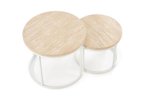 Комплект HALMAR OREO (2 стола журнальных) травертин/белый