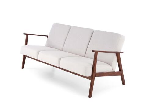 Диван HALMAR MILANO 3S tap. Castel 04 светло-бежевый/орех