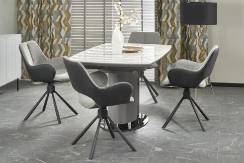 Стол обеденный HALMAR DANCAN белый мрамор/серый/черный 160-220/90