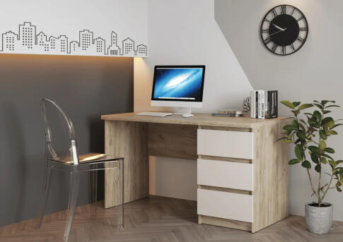 Стол письменный МК Стиль Бостон СП-001 МДФ дуб крафт золотой/белый глянец