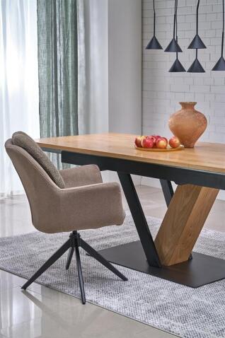 Стол обеденный HALMAR FANIS натуральный/черный 160-220/90