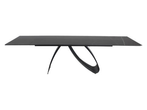 Стол обеденный SIGNAL DIUNA Ceramic Sahara Noir черный мрамор/черный мат 160-240/90