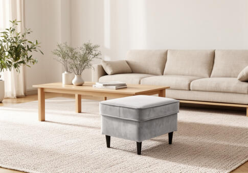 Пуф SIGNAL RON Velvet Bluvel 03 светло-серый/венге (P)