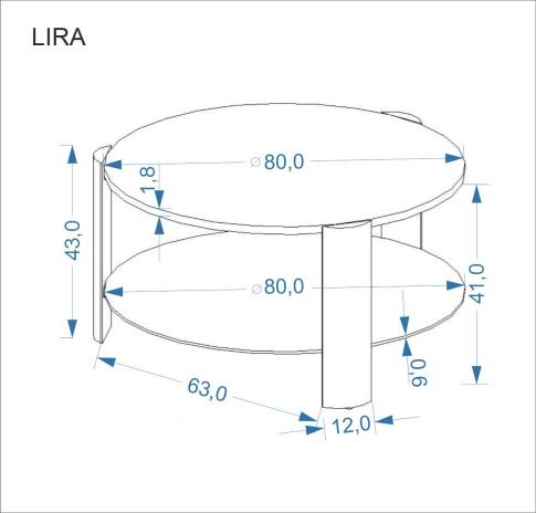 Стол журнальный HALMAR LIRA орех/черный 80/43