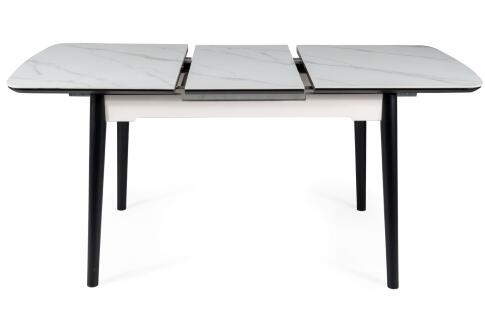 Стол обеденный SIGNAL APOLLO белый мат/черный 120-160/80