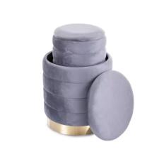 Комплект SIGNAL BRITTA Velvet (2 пуфа) серый