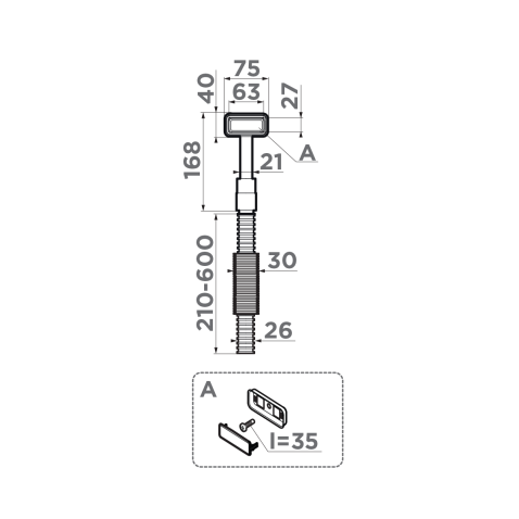 Сменный прямоугольный перелив для арматуры Omoikiri OV-1-S AB-022