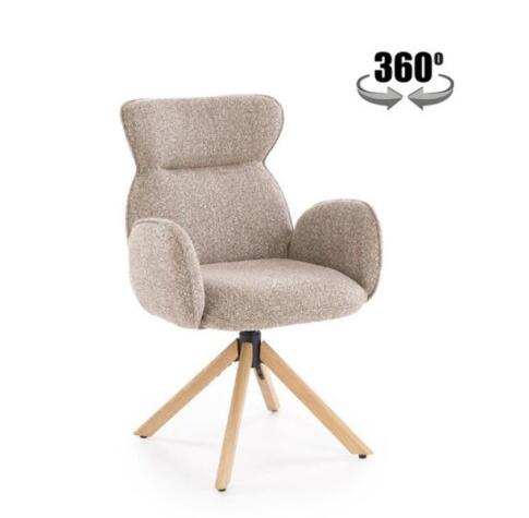 Стул HALMAR K585 темно-бежевый/дуб натуральный, поворотный