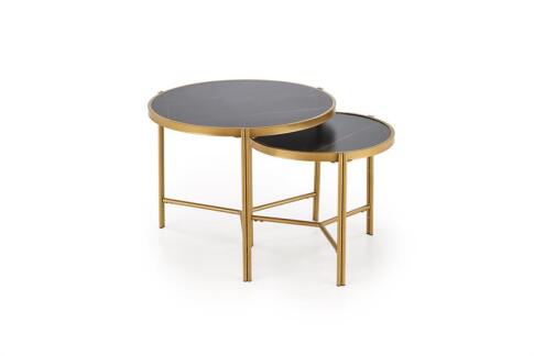 Комплект HALMAR FATIMA (2 стола журнальных) черный мрамор/золотой
