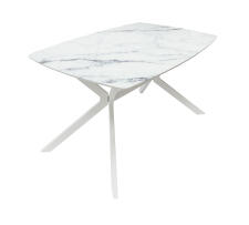Стол ВВР Джерси Мрамор белый ф/п, белый глянец/белый