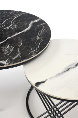 Комплект HALMAR FLAMINGO (2 стола журнальных) черный мрамор/белый мрамор/черный