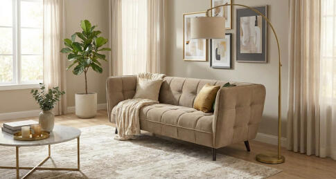 Диван SIGNAL CASTELLO 3 Velvet Bluvel 40 темно-бежевый/венге