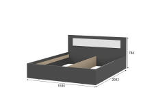 Кровать NN Мебель (МС Дольче К) Графит/Белый, 160/200