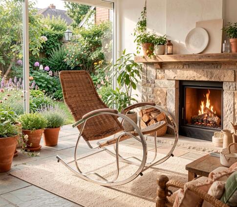 Кресло-качалка HALMAR BEN коричневый микс/хром