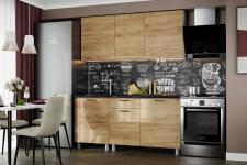 Кухонный гарнитур SV-МЕБЕЛЬ "Лаванда" Серия 2 (1,7 м) Белый/Дуб Золотой/Чёрный матовый