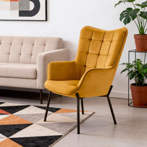 Кресло HALMAR CASTEL горчичный/черный