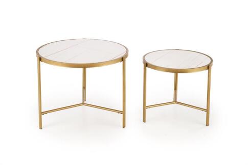Комплект HALMAR FATIMA (2 стола журнальных) белый мрамор/золотой