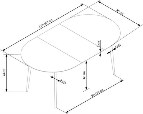 Стол обеденный HALMAR COLORADO дуб золотой/черный 120-160/80