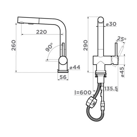 Смеситель для кухни Omoikiri Koriyama-SB нержавеющая сталь