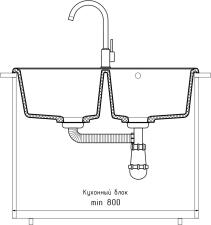 Кухонная мойка GRANFEST QUARZ Z-15 песочный + сифон