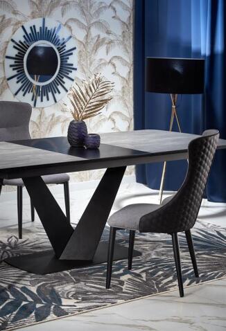 Стол обеденный HALMAR VINSTON темно-серый/черный 180-230/95