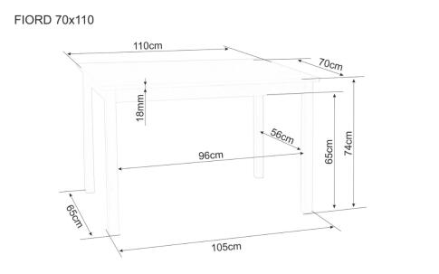 Стол обеденный SIGNAL FIORD белый/белый 110/70