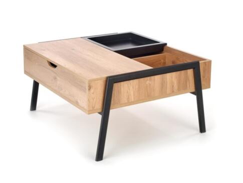 Стол журнальный HALMAR PODIUM натуральный/черный, 85/80/43-64