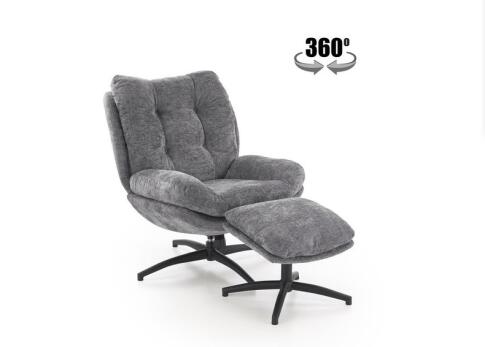 Комплект HALMAR PESTO (кресло+подставка для ног) серый