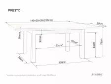 Стол обеденный SIGNAL PRESTO кашемир/дуб кремона 140-218/80