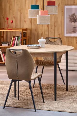 Стол обеденный HALMAR PIVOT дуб артизан/черный 102-142/102