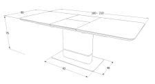 Стол обеденный SIGNAL PALLAS Ceramic 160 серый мрамор/черный матовый 160-210/90