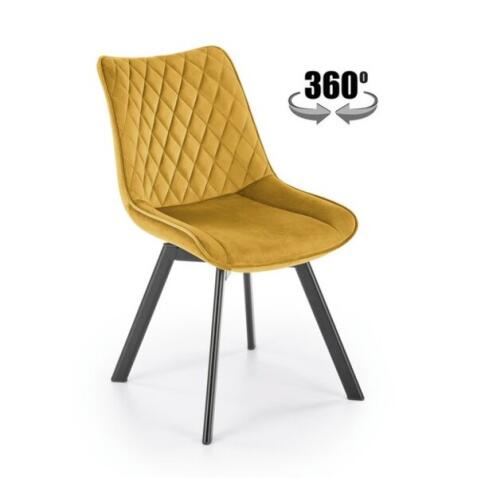 Стул HALMAR K520 горчичный/черный, поворотный