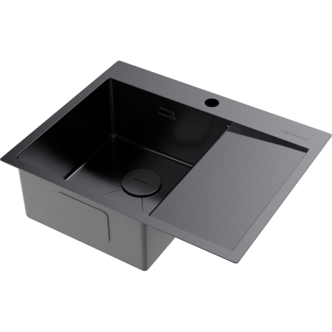 Кухонная мойка из нержавейки Omoikiri Akisame 65-GM-L вороненая сталь