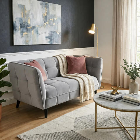 Диван SIGNAL CASTELLO 2 Velvet Bluvel 03 светло-серый/венге