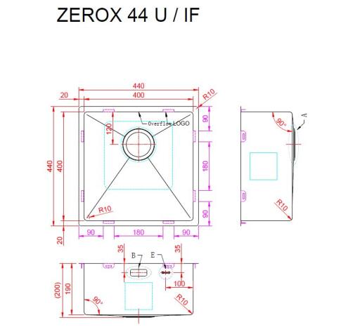Мойка ZORG ZEROX 44 U / IF STEEL